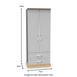 Wickham-tall-2-drawer-wardrobe-in-grey-ash from Roseland Furniture