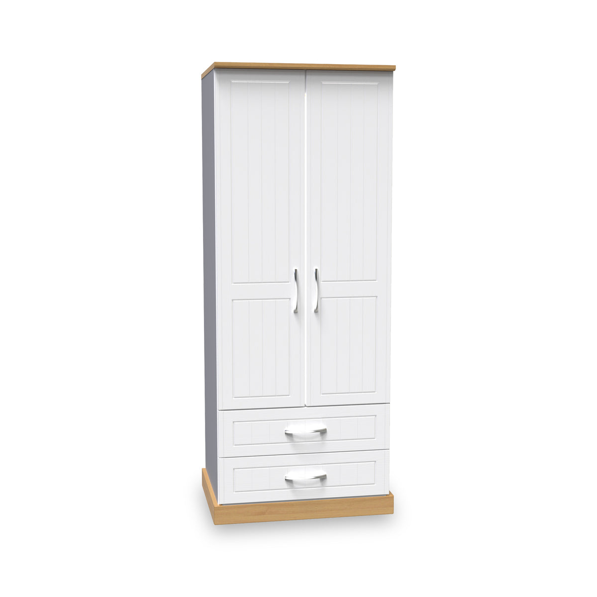 Wickham-tall-2-drawer-wardrobe-in-white-ash from Roseland Furniture