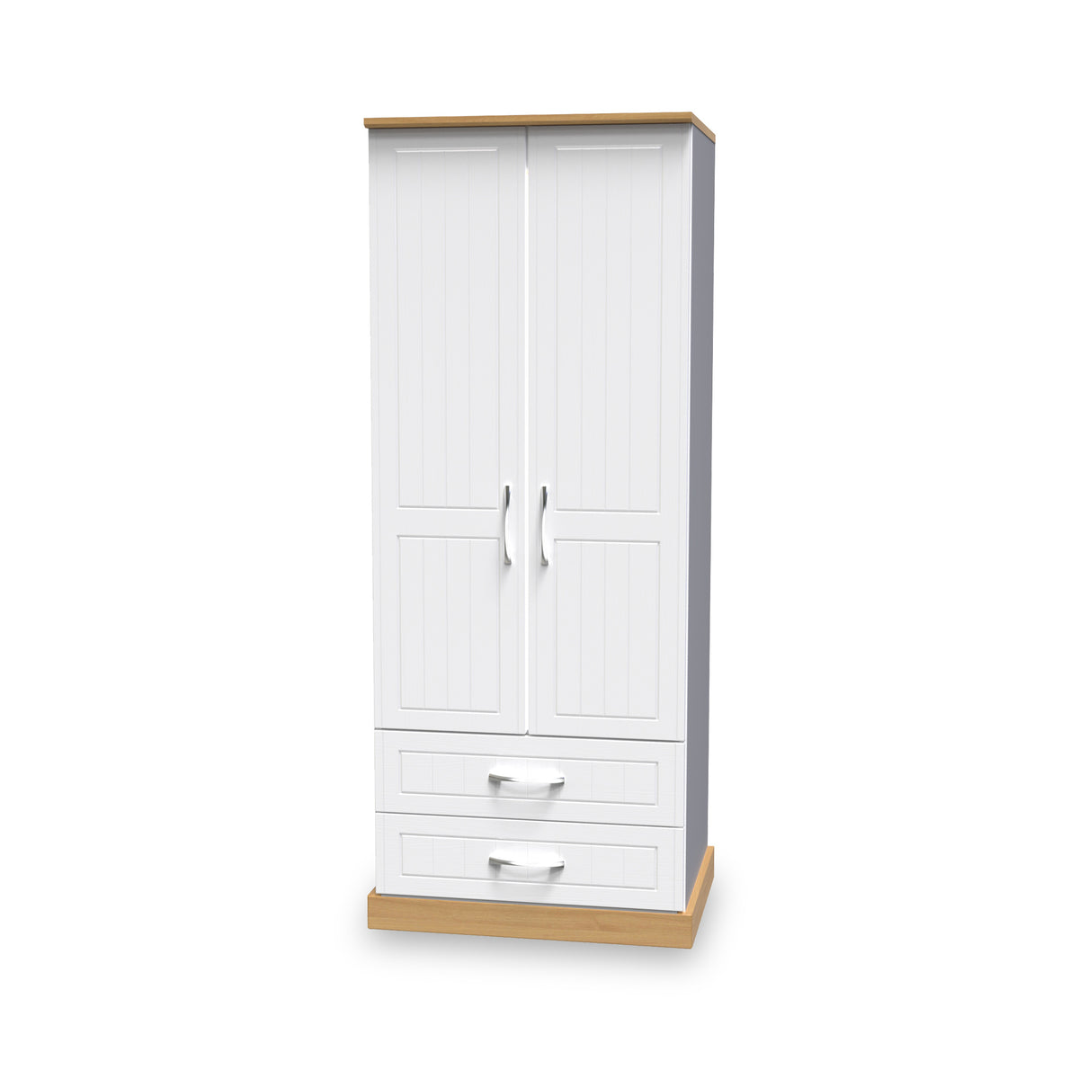 Wickham-tall-2-drawer-wardrobe-in-white-ash from Roseland Furniture