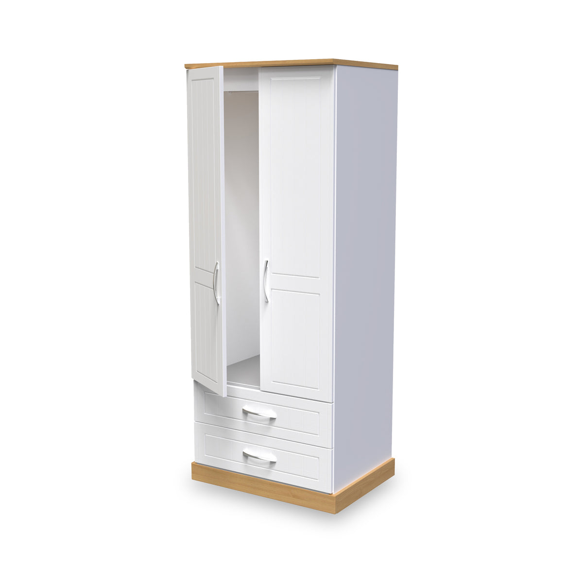 Wickham-tall-2-drawer-wardrobe-in-white-ash from Roseland Furniture