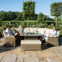 Maze Winchester Royal U-Shaped Rattan Outdoor Sofa Set with Fire Pit from Roseland Furniture