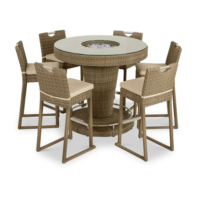 Maze Winchester 6 Seat Round Rattan Bar Set with Ice Bucket