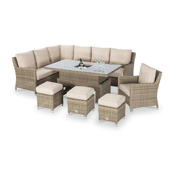Maze Winchester Corner Rattan Dining Set with Rising Table