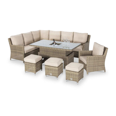 Maze Winchester Corner Rattan Dining Set with Rising Table