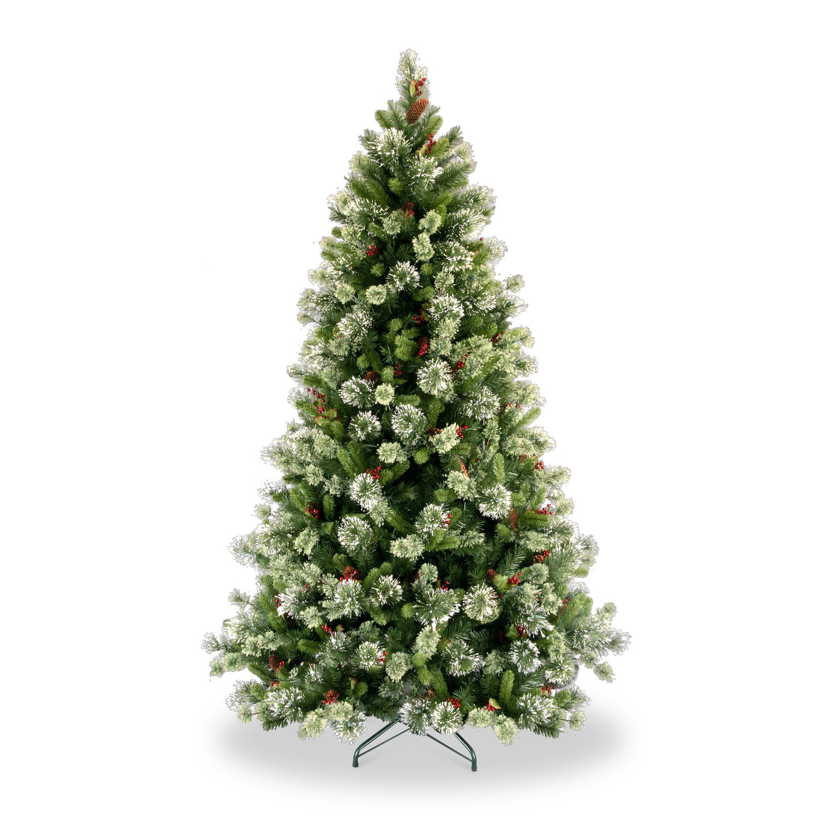 Wintry Pine 7.5ft Christmas Tree with Cones, Red Berries & Snowflakes from Roseland