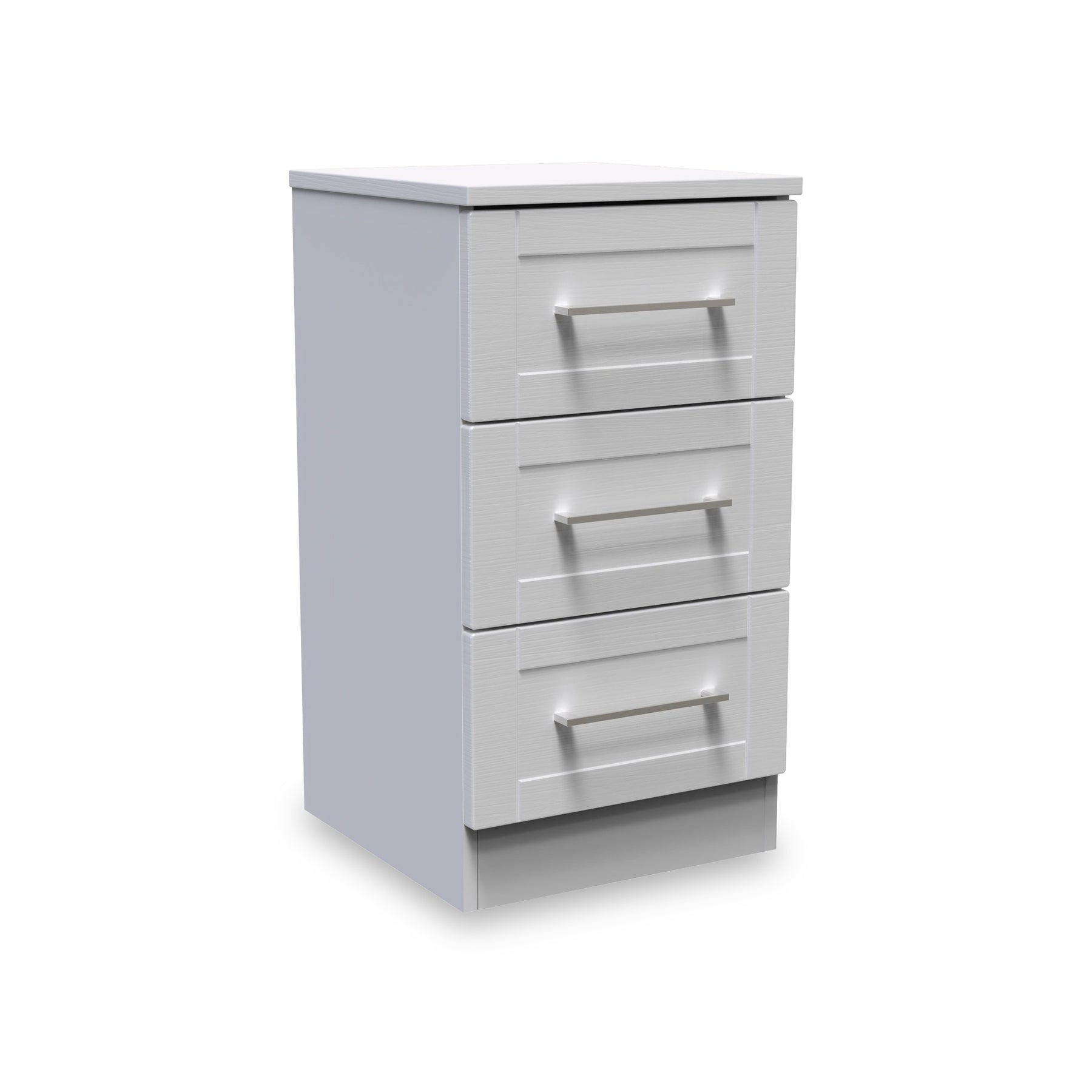Bellamy Grey Ash 3 Drawer Bedside Table Cabinet