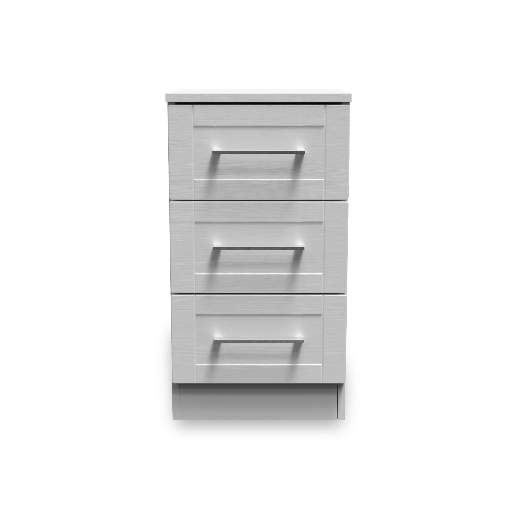 Bellamy Grey Ash 3 Drawer Bedside Table Cabinet