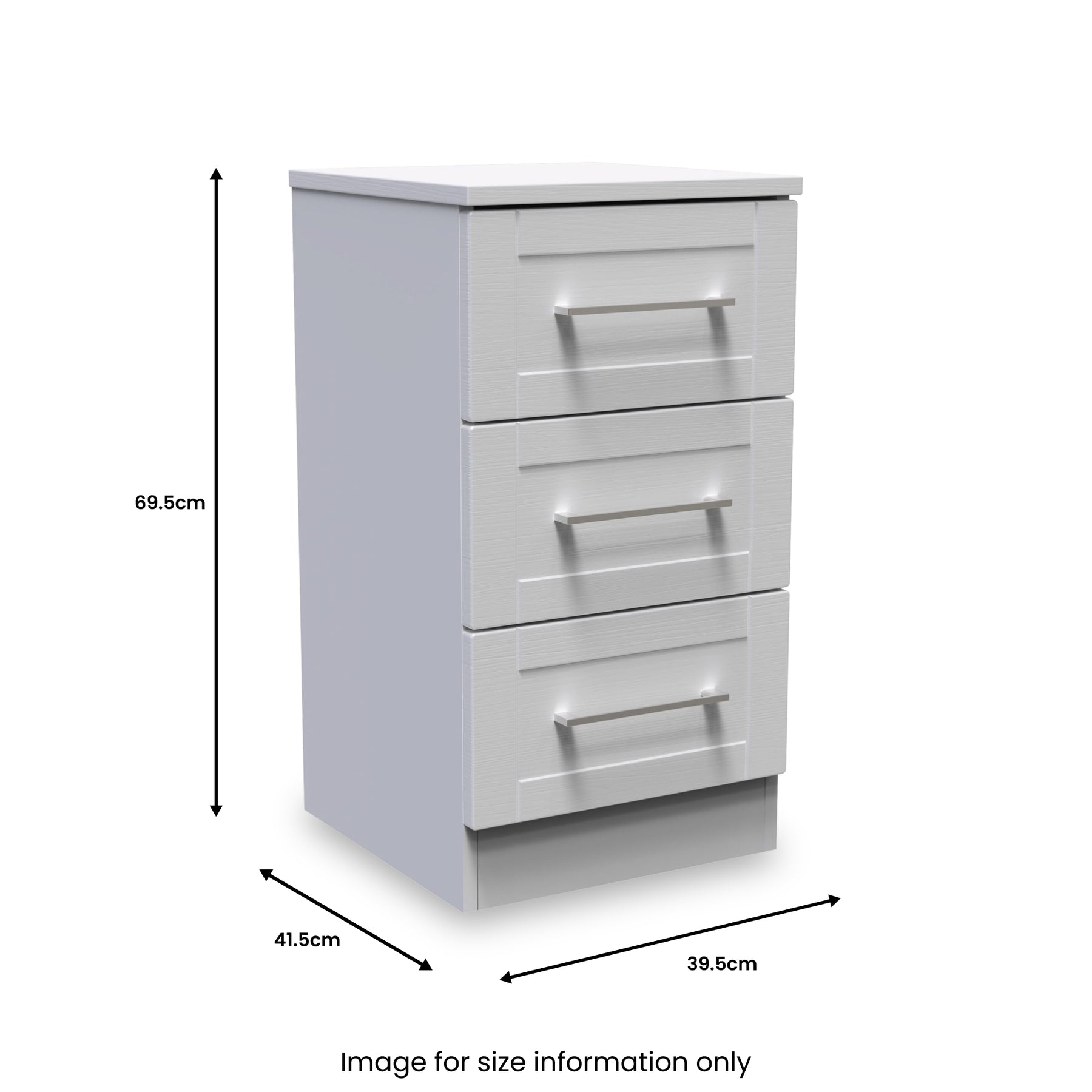 Bellamy Grey Ash 3 Drawer Bedside Table Cabinet