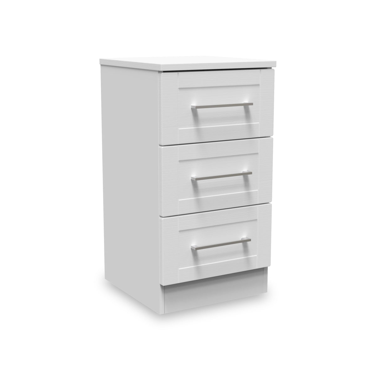 Bellamy White 3 Drawer Bedside Table Cabinet