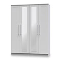 Bellamy Grey Ash Tall 4 Door 2 Central Mirrored Wardrobe from Roseland Furniture