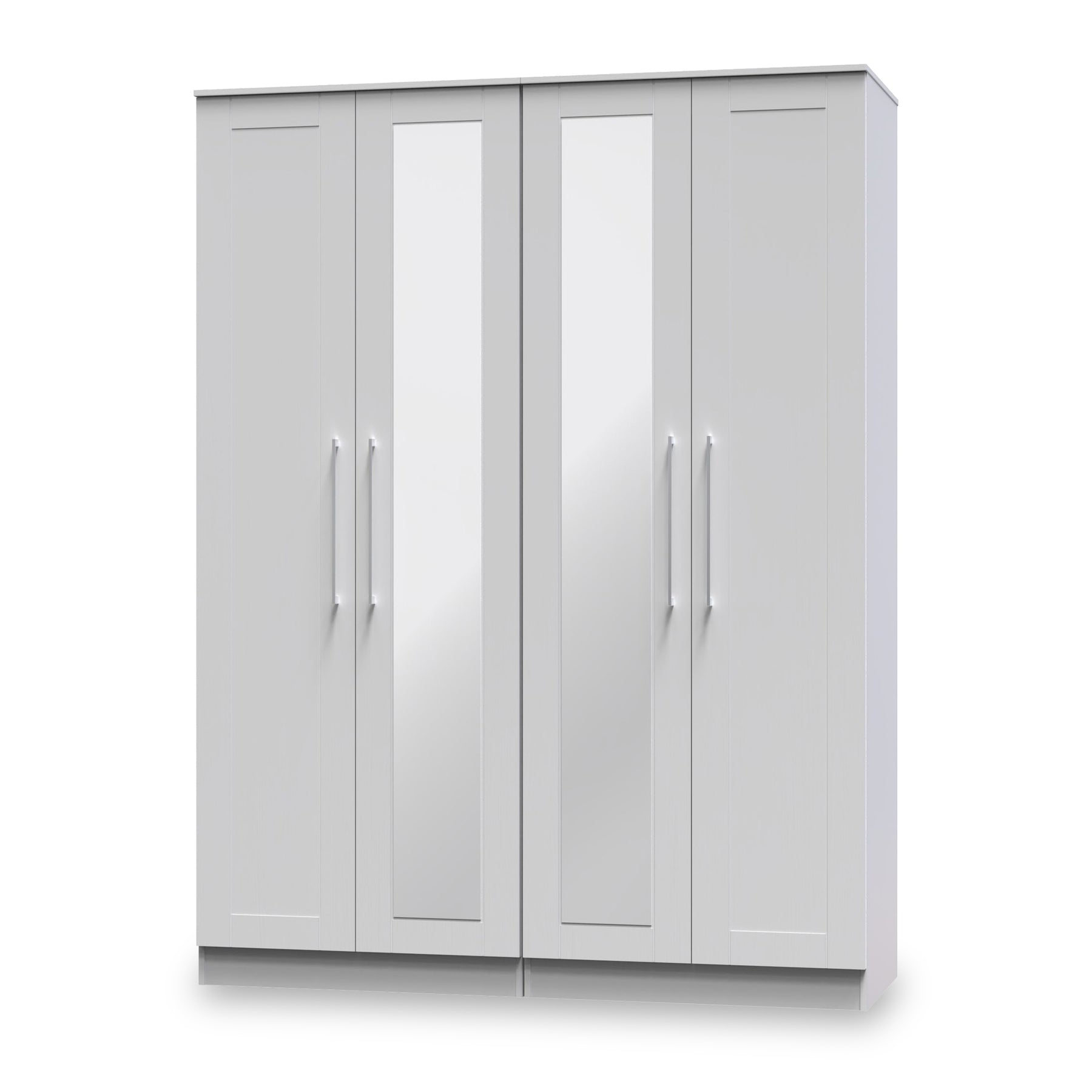Bellamy Grey Ash Tall 4 Door 2 Central Mirrored Wardrobe from Roseland Furniture