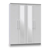 Bellamy Grey Ash Tall 4 Door 2 Central Mirrored Wardrobe from Roseland Furniture