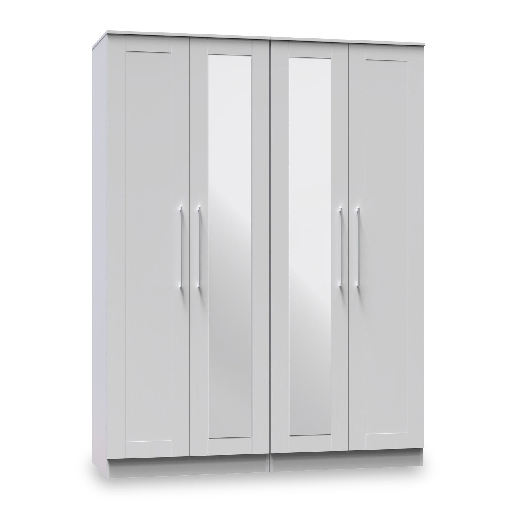 Bellamy Grey Ash Tall 4 Door 2 Central Mirrored Wardrobe from Roseland Furniture