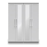Bellamy Grey Ash Tall 4 Door 2 Central Mirrored Wardrobe from Roseland Furniture