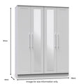 Bellamy Grey Ash Tall 4 Door 2 Central Mirrored Wardrobe from Roseland Furniture