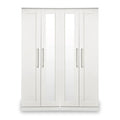 Bellamy White Tall 4 Door 2 Central Mirrored Wardrobe from Roseland Furniture