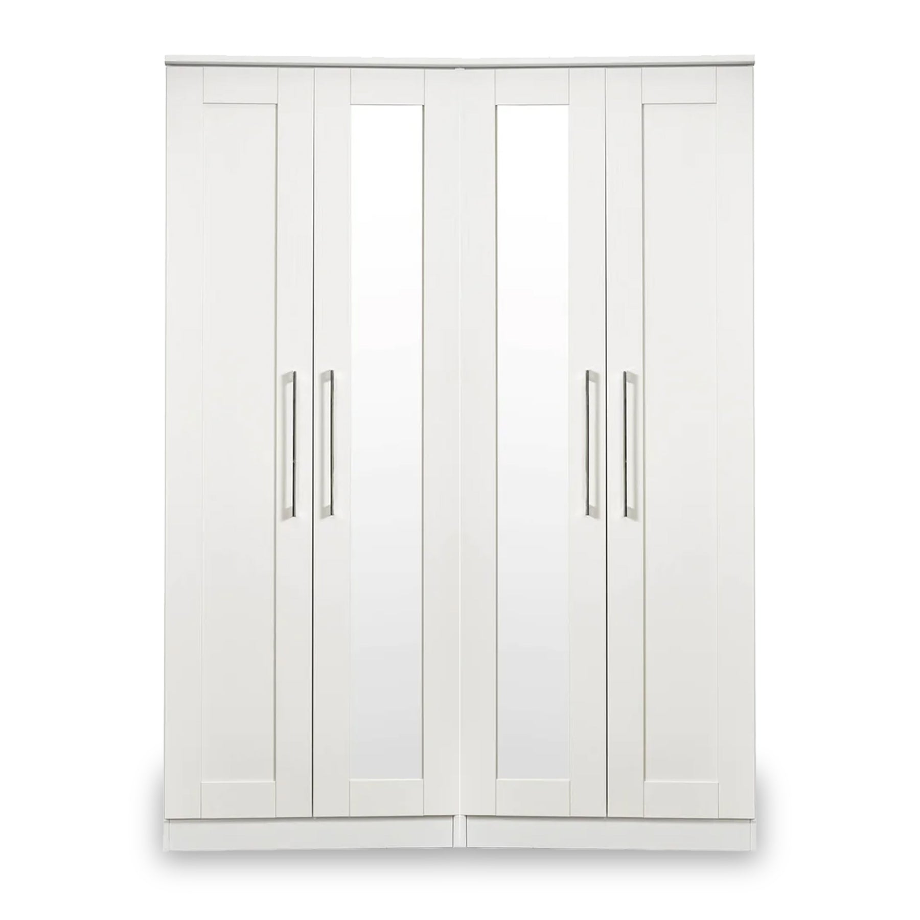 Bellamy White Tall 4 Door 2 Central Mirrored Wardrobe from Roseland Furniture