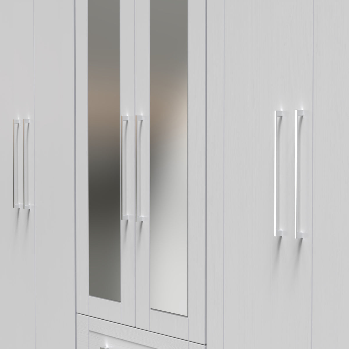 Bellamy Grey Tall 6 Door 2 Drawer with Mirrors Wardrobe by Roseland