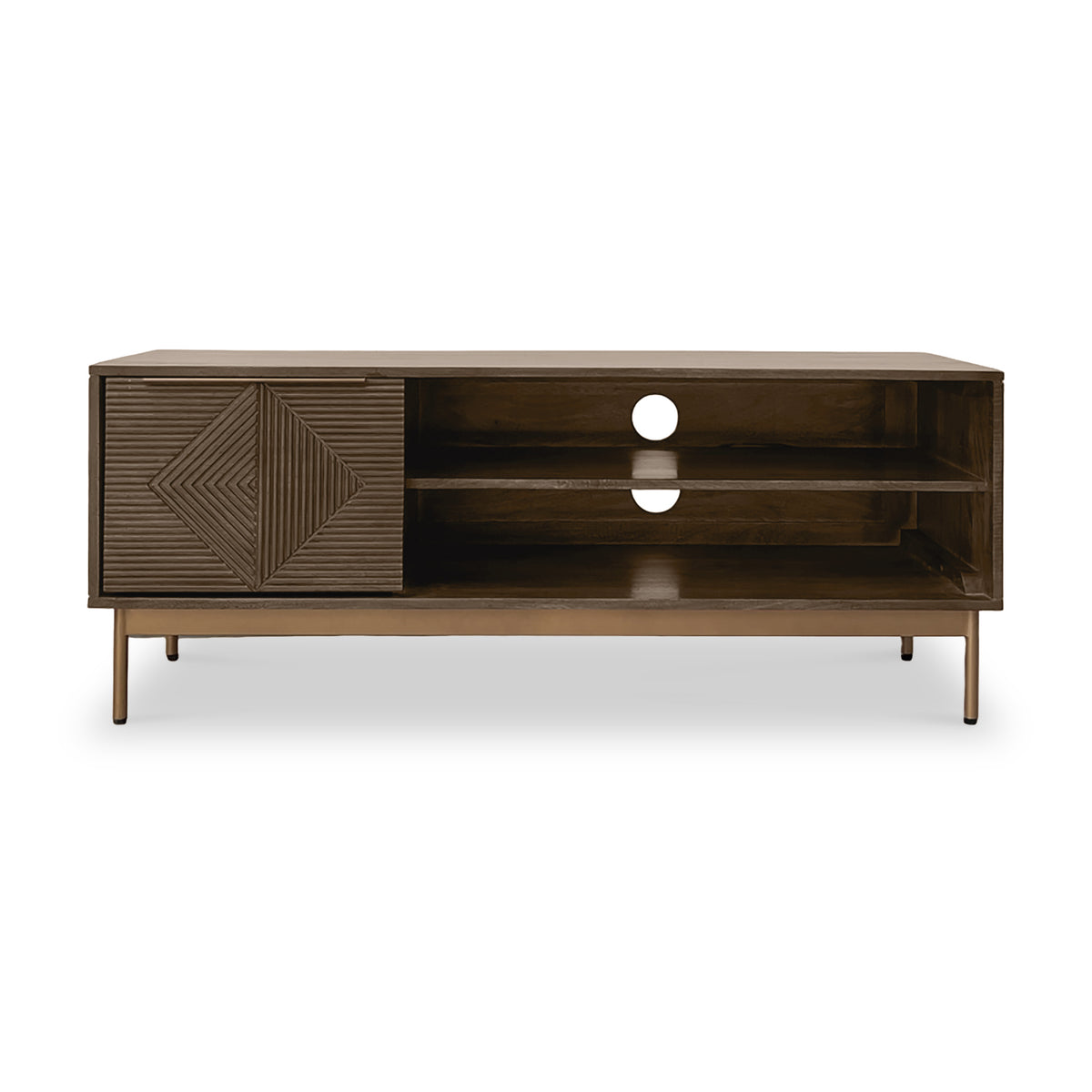 Beau Grooved Mango Wood Brown TV Unit from Roseland Furniture