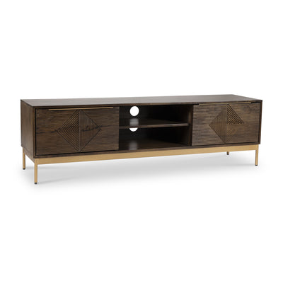 Beau Grooved Brown Mango Wood Extra Large TV Unit
