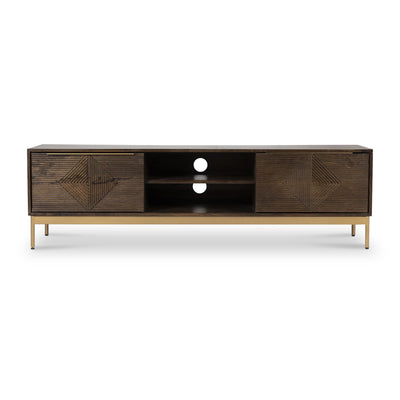 Beau Grooved Brown Mango Wood Extra Large TV Unit