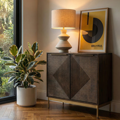 Beau Grooved Brown Mango Wood 2 Door Sideboard