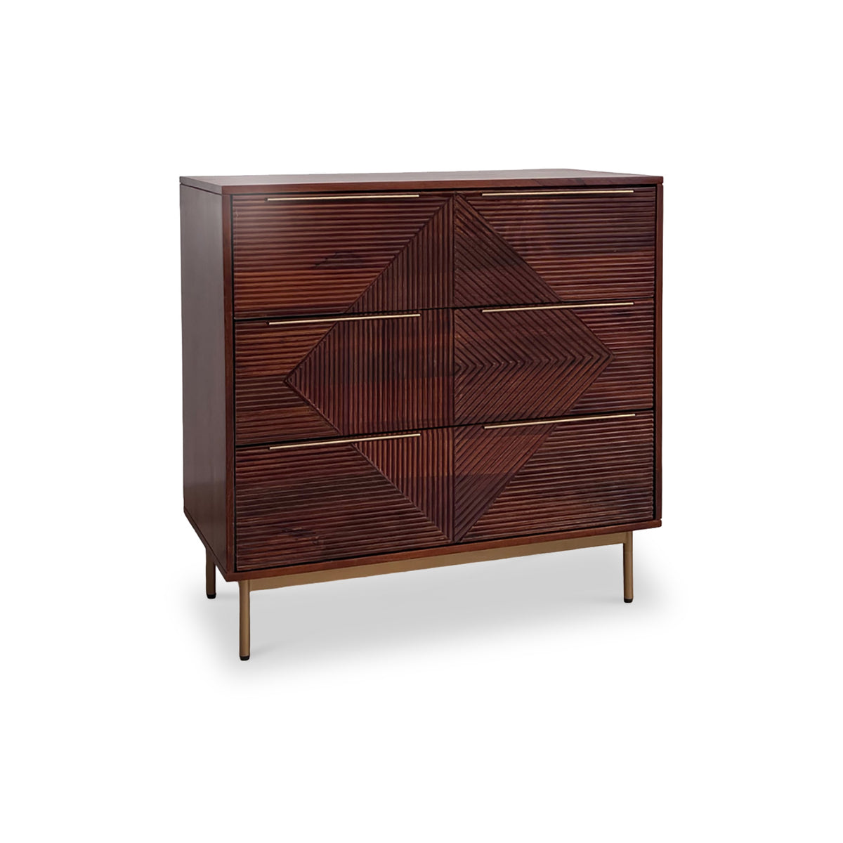 Beau Grooved Mango Wood 3 Drawer Chest of Drawers from Roseland Furniture