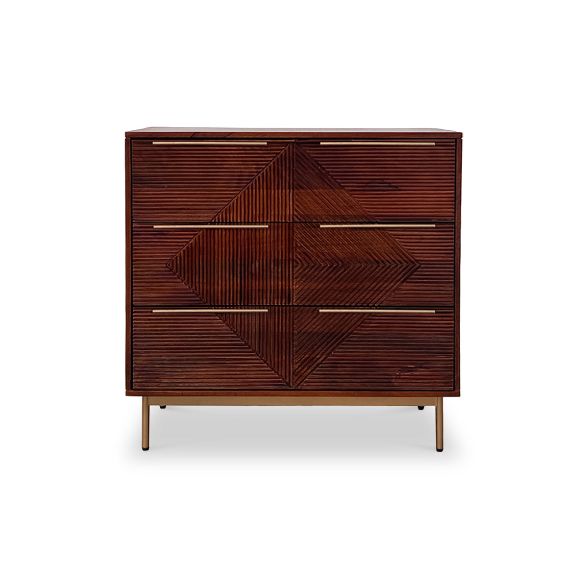 Beau Grooved Mango Wood Bedroom Storage Chest of Drawers