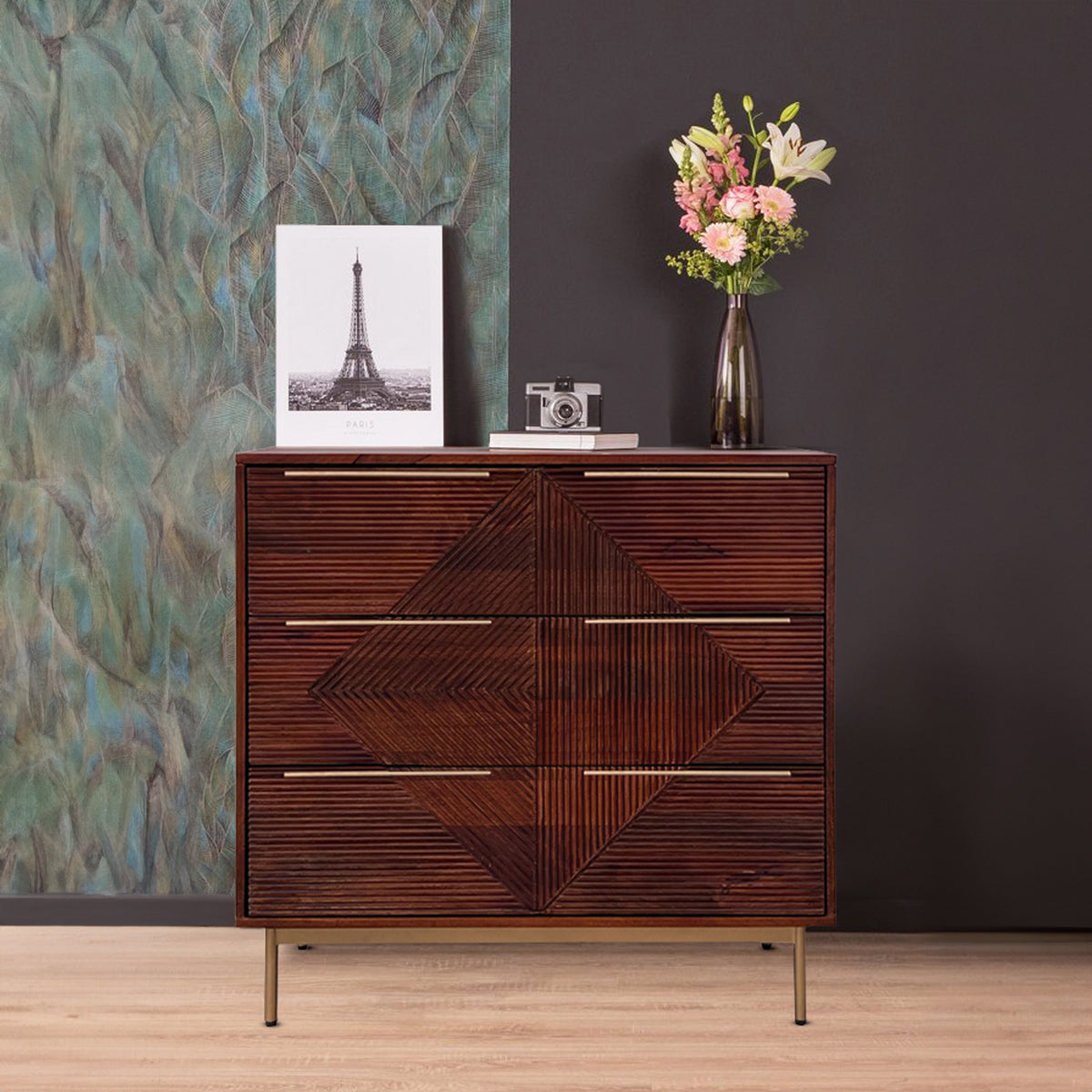 Beau Grooved Mango Wood Bedroom Chest of Drawers