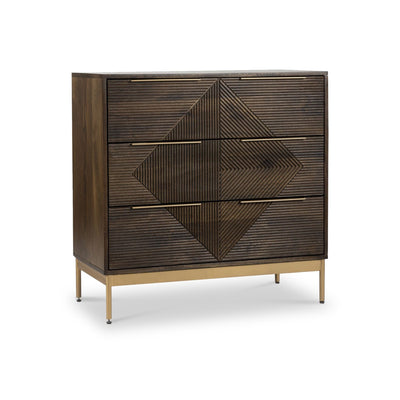 Beau Grooved Brown Mango Wood 3 Drawer Chest