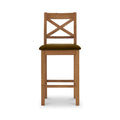 Zelah Oak Cross Back Bar Stool with brown seat from Roseland Furniture