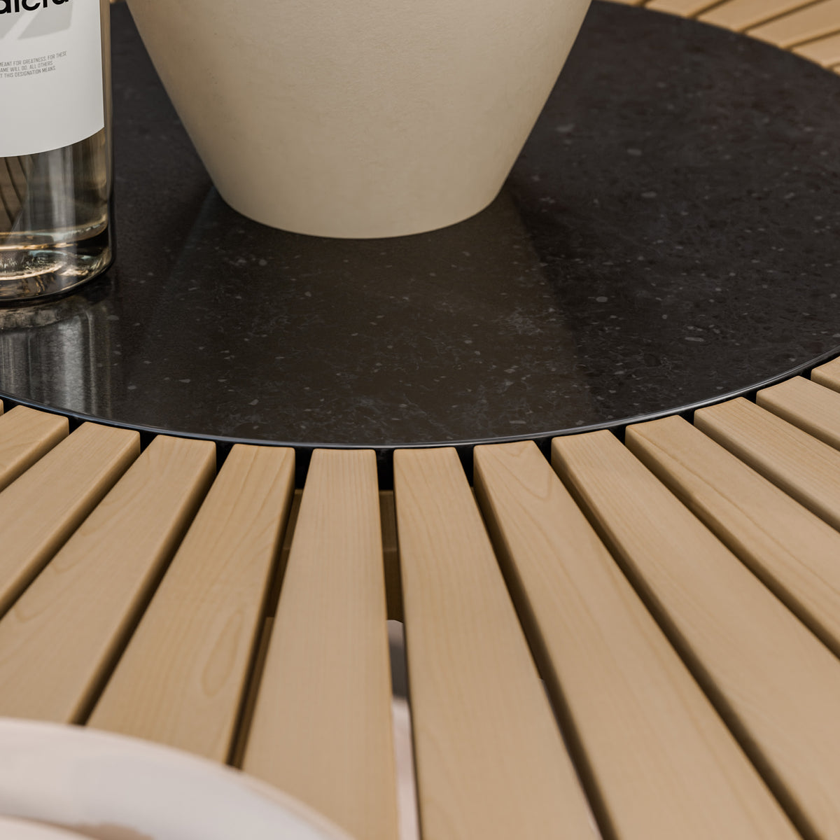 FSC 1 Roma 120cm Round Table 4 Roma Dining Chairs Granite Insert from Roseland Furniture
