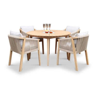 Roma FSC 4 Seater Round Sunray with Concrete Insert Dining Set with Roma Dining Chairs