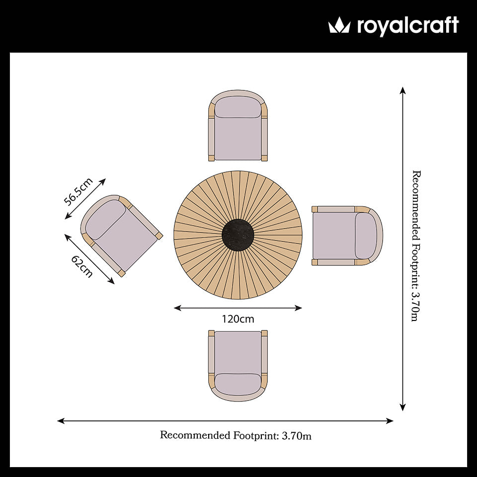 FSC 1 Roma 120cm Round Table 4 Roma Dining Chairs Granite Insert from Roseland Furniture