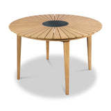 Roma 120cm Round Table 4 Roma Rope Stacking Chairs Granite Insert from Roseland Furniture