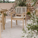 Roma 120cm Round Table 4 Roma Rope Stacking Chairs Granite Insert from Roseland Furniture