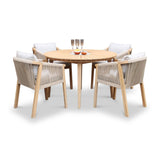 FSC 1 Roma 120cm Round Table w 4 Roma Dining Chairs Concrete Insert from Roseland Furniture