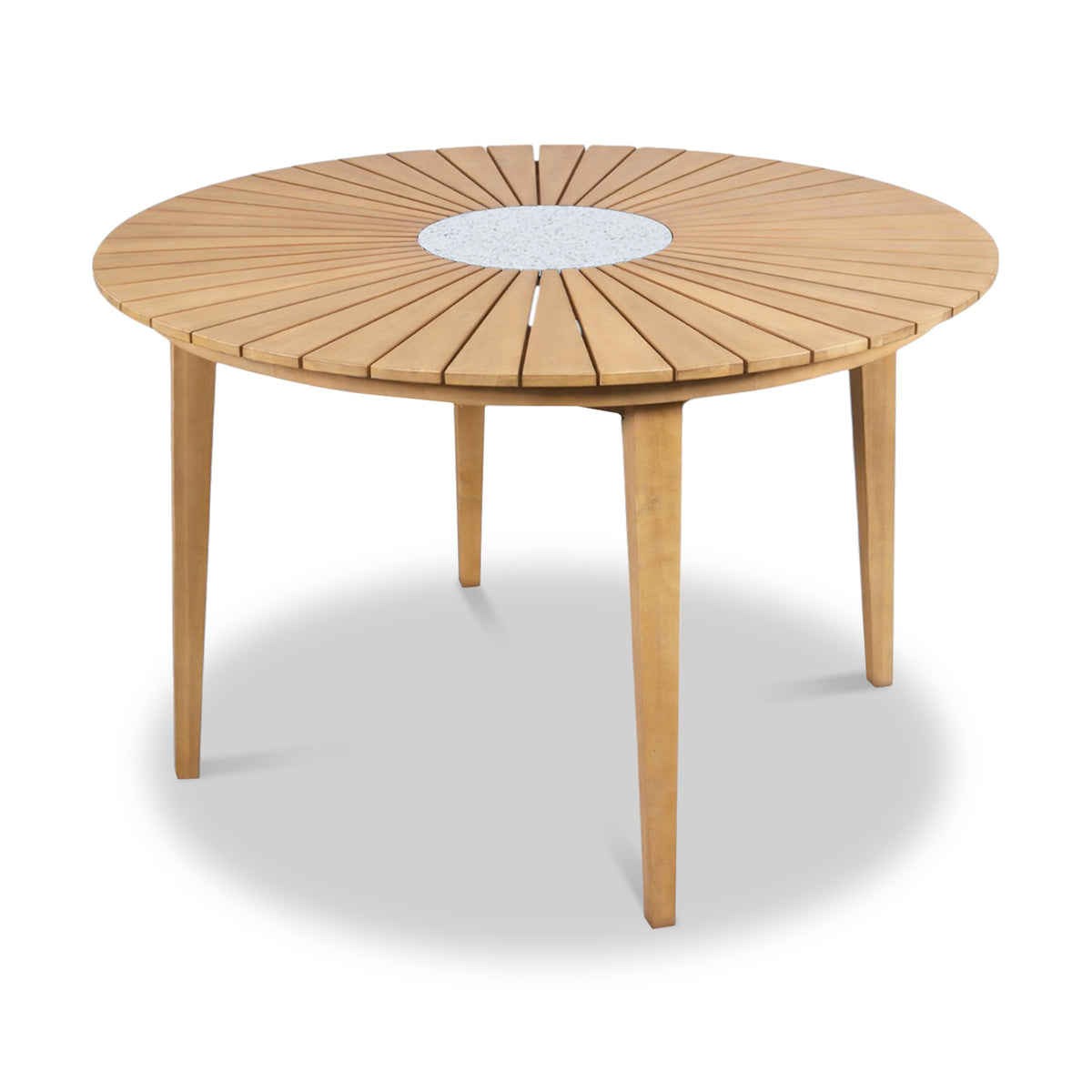 FSC 1 Roma 120cm Round Table w 4 Roma Dining Chairs Concrete Insert from Roseland Furniture