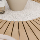 Roma 120cm Round Table 4 Roma Rope Stacking Chairs Concrete Insert from Roseland Furniture