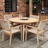 Roma 120cm Round Table 4 Roma Rope Stacking Chairs Granite Insert from Roseland Furniture