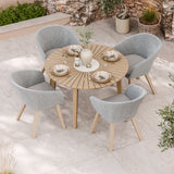 FSC 1 Roma 120cm Round Table w 4 Sol Dining Chairs Concrete Insert from Roseland Furniture