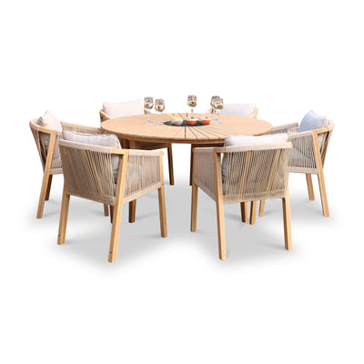 Roma FSC 6 Seater Round Sunray with Black Granite Insert Dining Set with Roma Dining Chairs