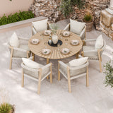 FSC 1 Roma 150cm Round Table w 6 Roma Dining Chairs Angle2 from Roseland Furniture