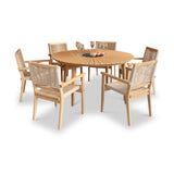 FSC 1 Roma 150cm Round Table w 6 Roma Rope Stacking Chairs Granite Insert Angle1 from Roseland Furniture