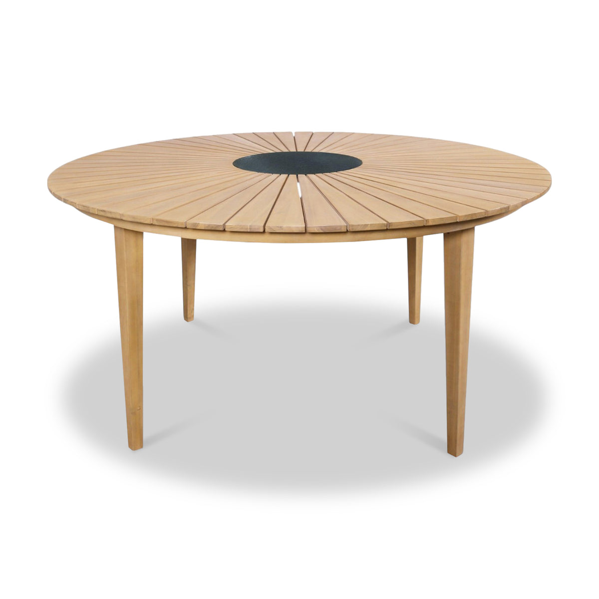 FSC 1 Roma 150cm Round Table w 6 Roma Rope Stacking Chairs Granite Insert Angle1 from Roseland Furniture