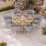 FSC 1 Roma 150cm Round Table w 6 Sol Dining Chairs Concrete Insert from Roseland Furniture