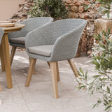 FSC 1 Roma 150cm Round Table w 6 Sol Dining Chairs Concrete Insert from Roseland Furniture
