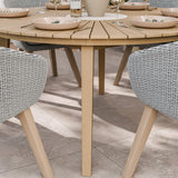 FSC 1 Roma 150cm Round Table w 6 Sol Dining Chairs Concrete Insert from Roseland Furniture