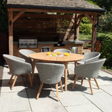 FSC 1 Roma 150cm Round Table w 6 Sol Dining Chairs from Roseland Furniture