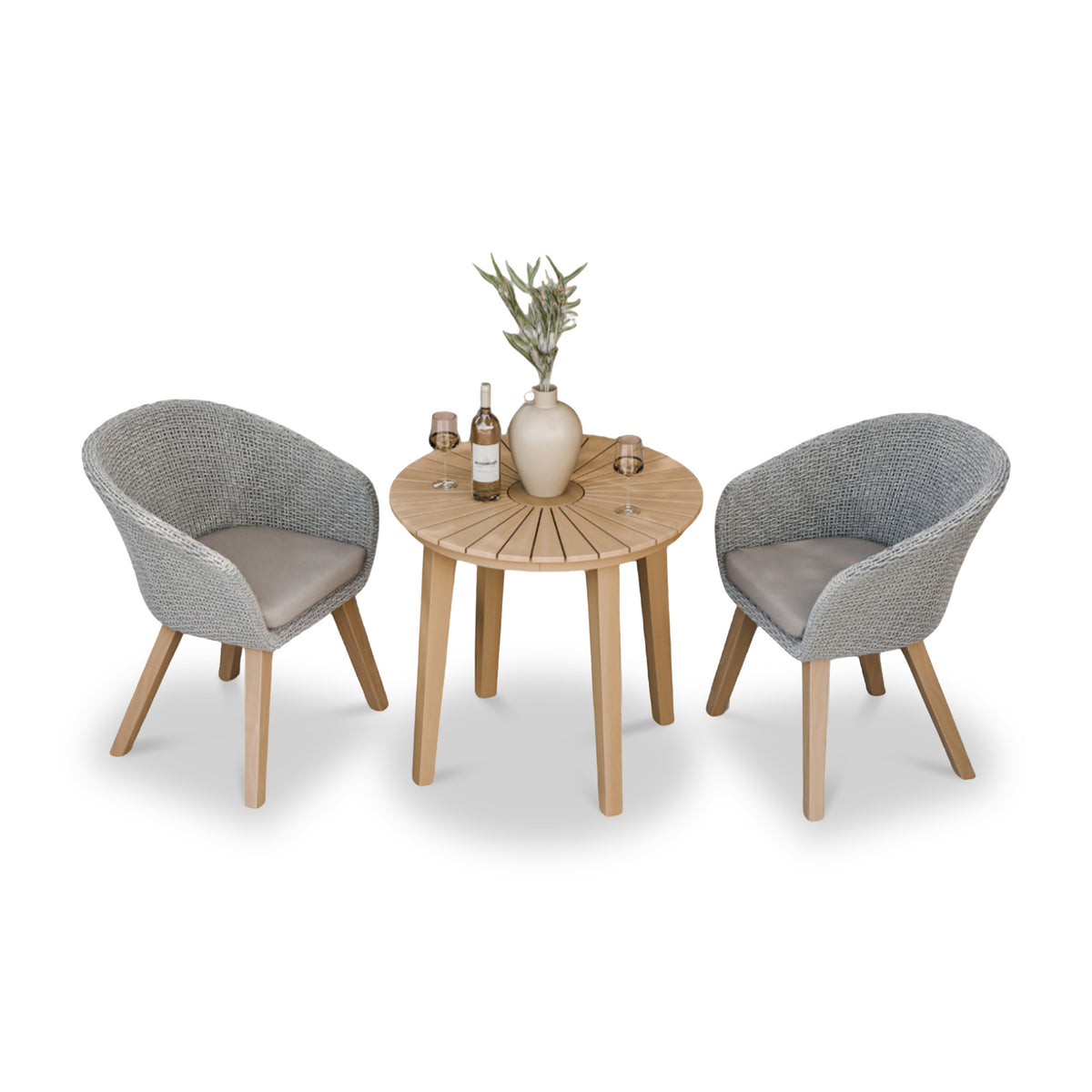 Roma FSC Sunray 80cm Bistro Set with 2 Sol Dining Chairs